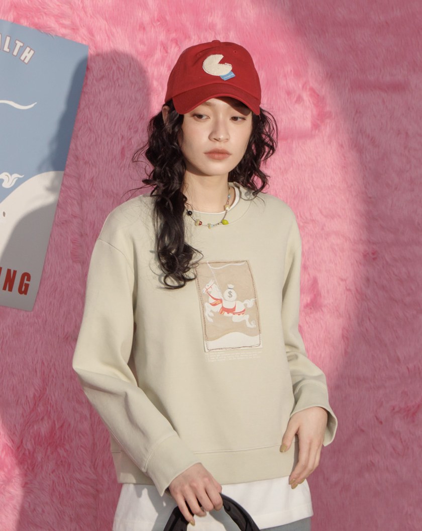 ➤【新年限定】馬上有錢布章刺繡大學T(兩色)