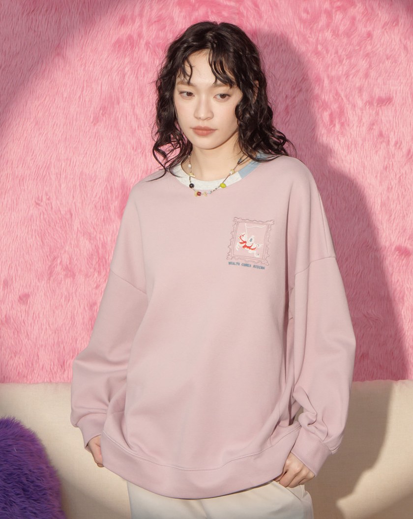 ➤【新年限定】馬上有錢側邊剪裁大學T(兩色)