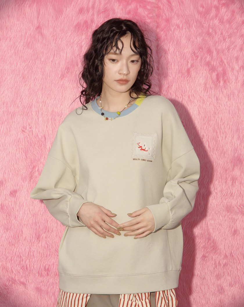 ➤【新年限定】馬上有錢側邊剪裁大學T(兩色)