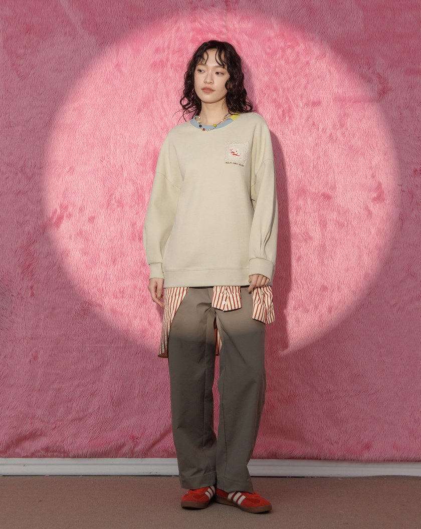 ➤【新年限定】馬上有錢側邊剪裁大學T(兩色)