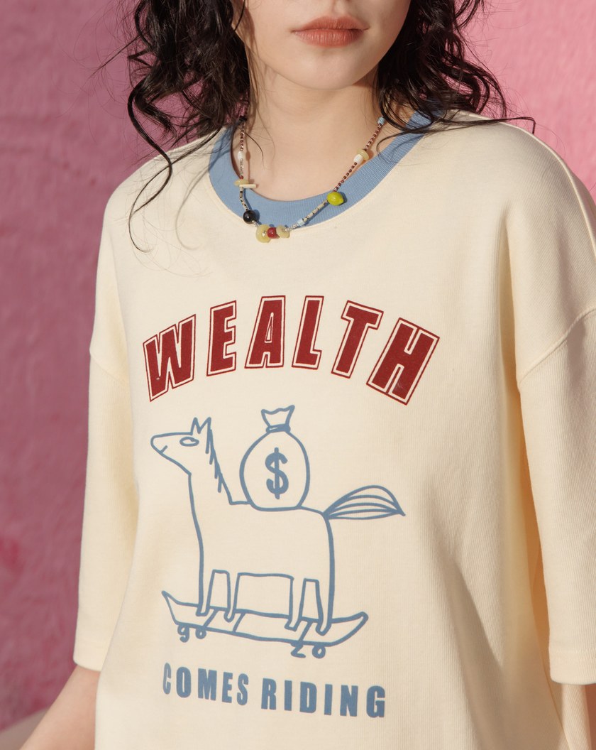 ➤【新年限定】滑板小馬帶你發財T恤(兩色)