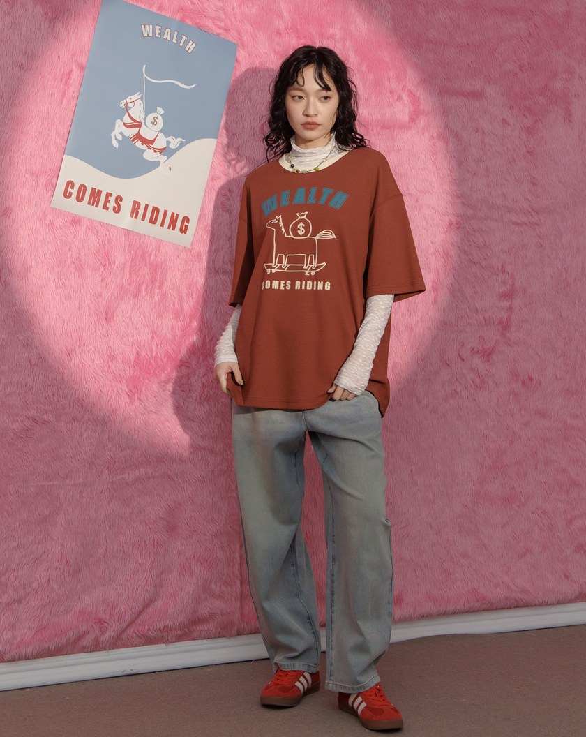 ➤【新年限定】滑板小馬帶你發財T恤(兩色)