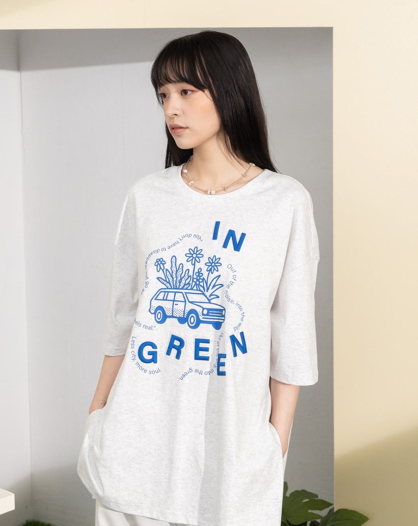 ➤花花世界立體繡花寬鬆涼感T恤(兩色)