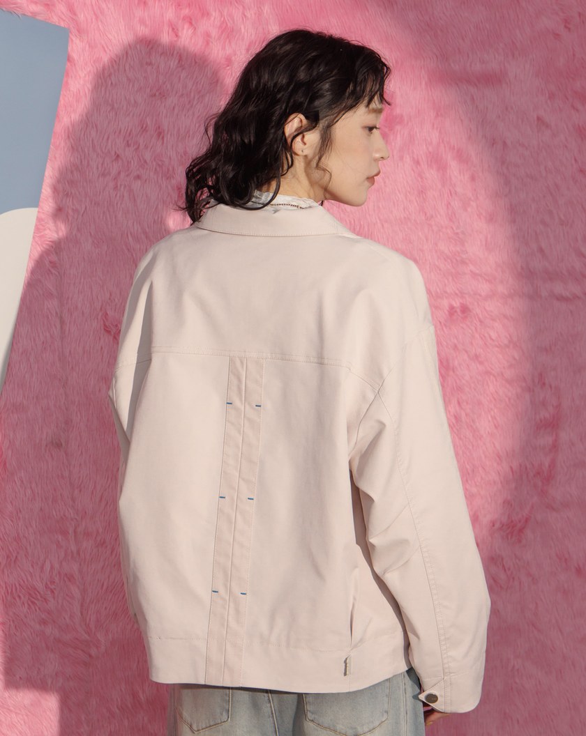 ➤帥氣打褶造型內刷毛工裝外套(兩色)