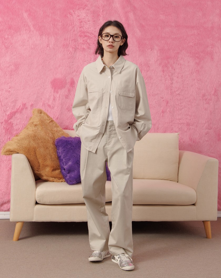 天絲多口袋造型工裝襯衫(兩色)