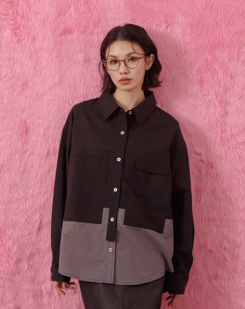 天絲多口袋造型工裝襯衫(兩色)