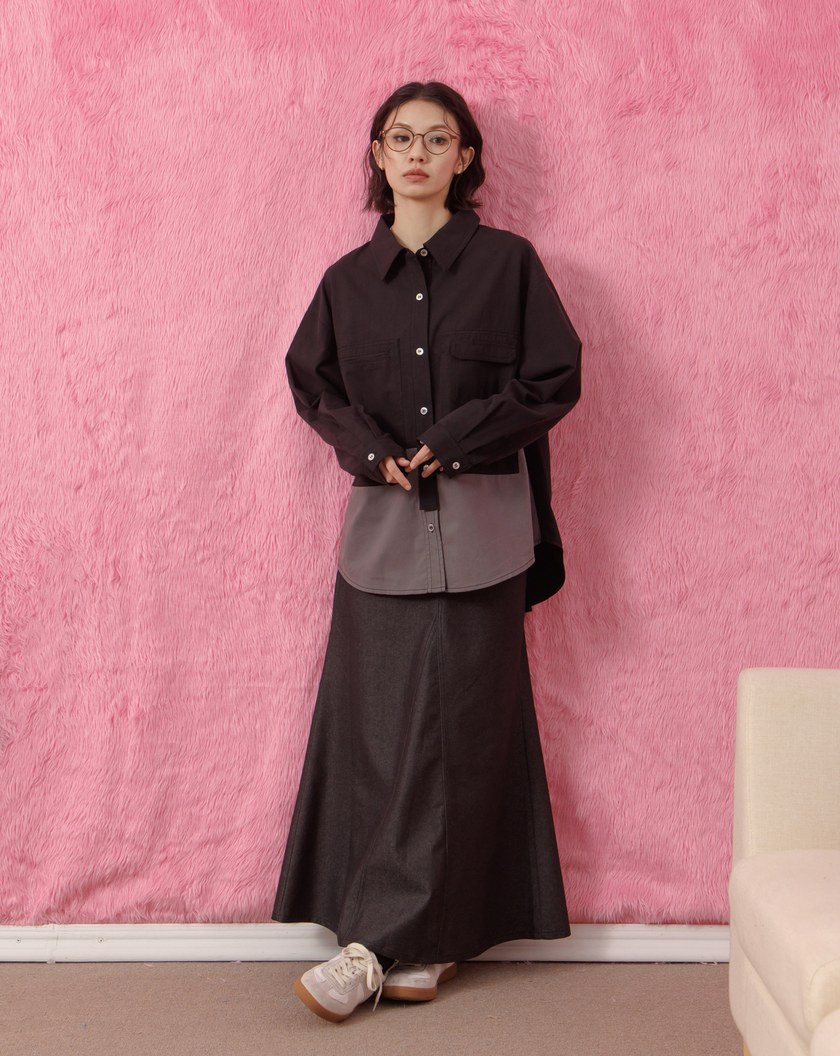 天絲多口袋造型工裝襯衫(兩色)