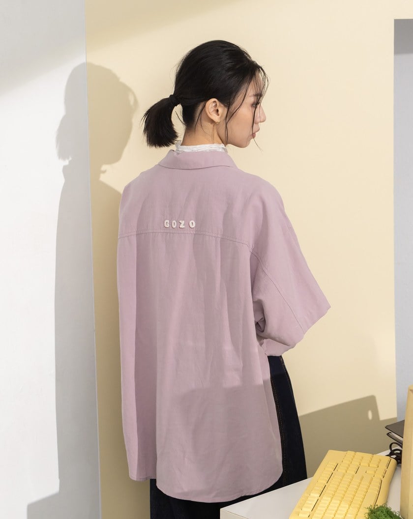 立體雲朵刺繡側開衩襯衫(兩色)