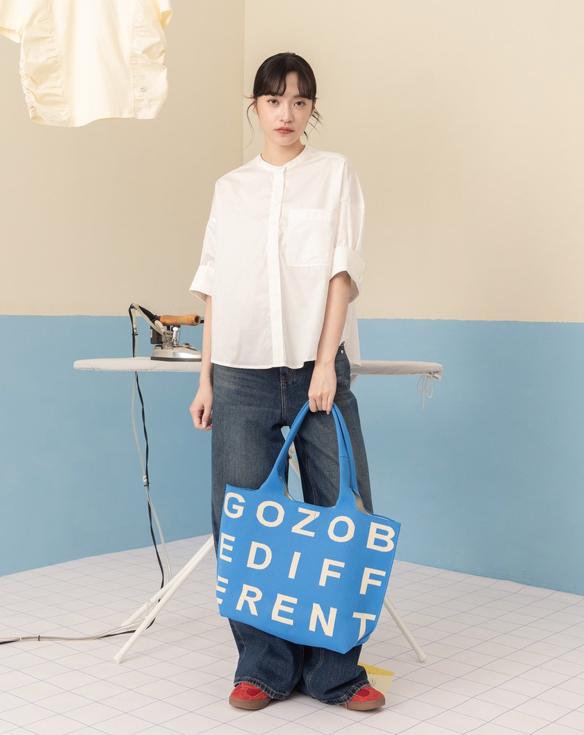 法式翻袖半開襟短袖襯衫(兩色)