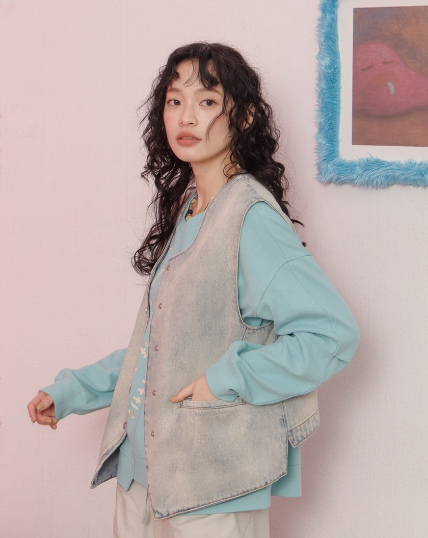 復古牛仔西裝背心(兩色)