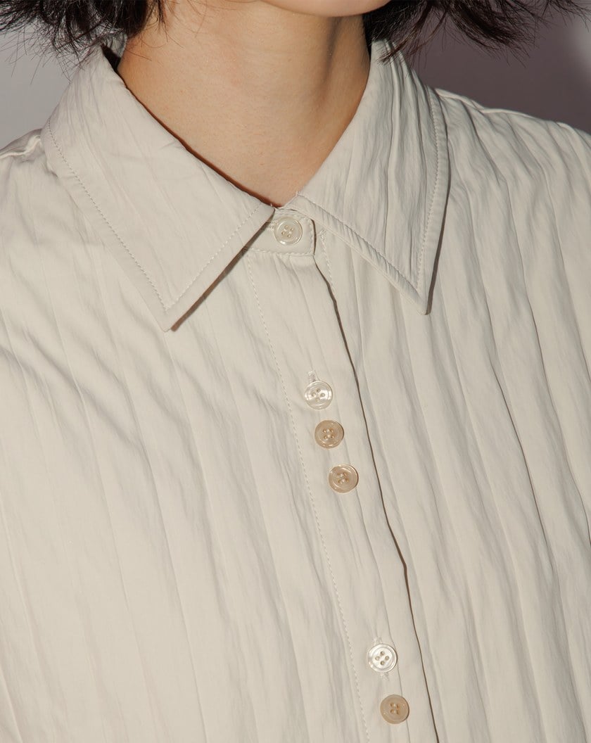 A｜啞光立體紋理荷葉邊短版襯衫外套(兩色)