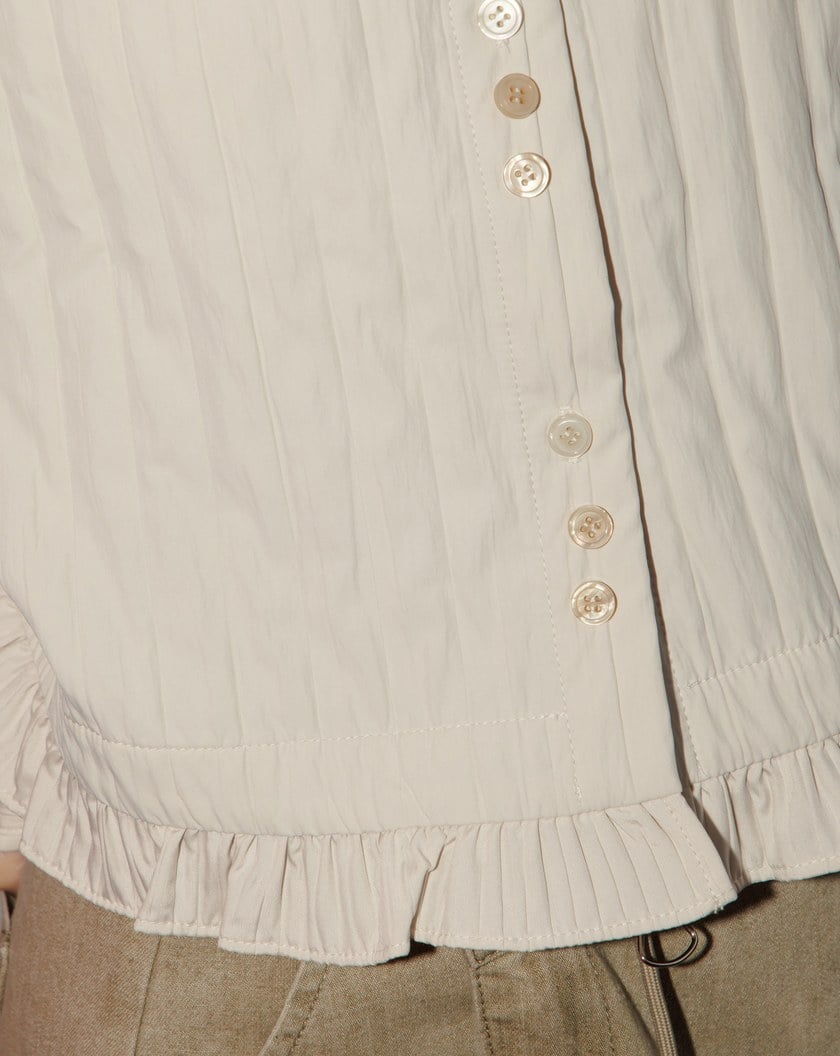 A｜啞光立體紋理荷葉邊短版襯衫外套(兩色)