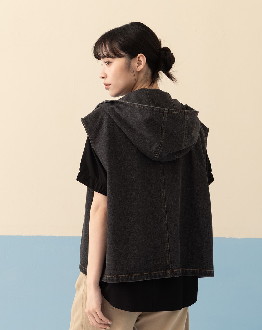 ➤率性連帽牛仔背心(兩色)