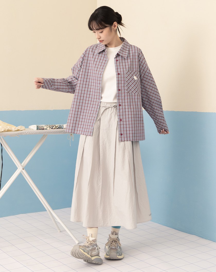 微皺感打褶鬆緊傘裙(兩色)