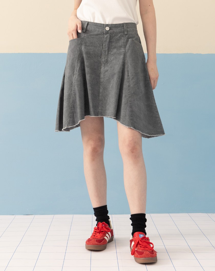 水洗鬚邊拼接造型短裙(兩色)