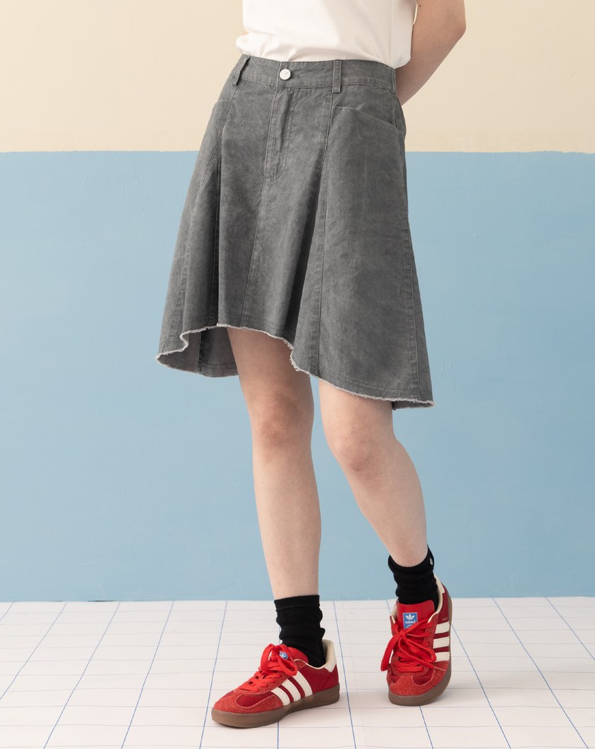 水洗鬚邊拼接造型短裙(兩色)