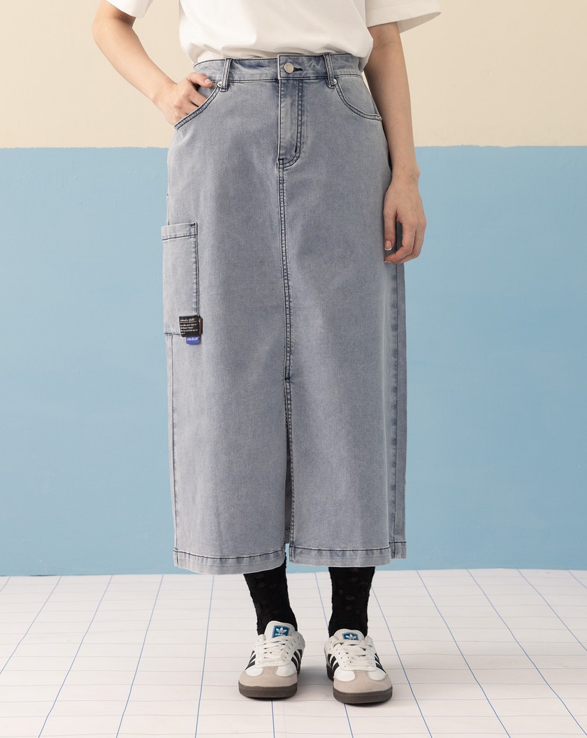 ➤單邊口袋A字牛仔裙(兩色)
