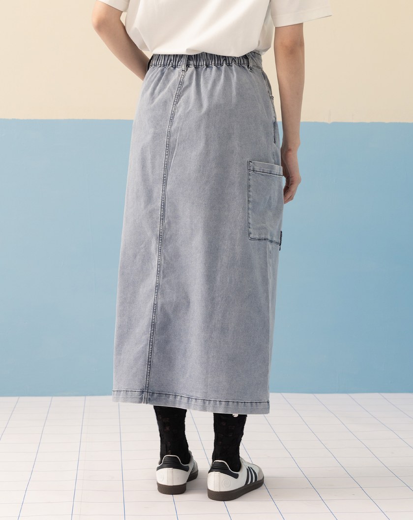 ➤單邊口袋A字牛仔裙(兩色)