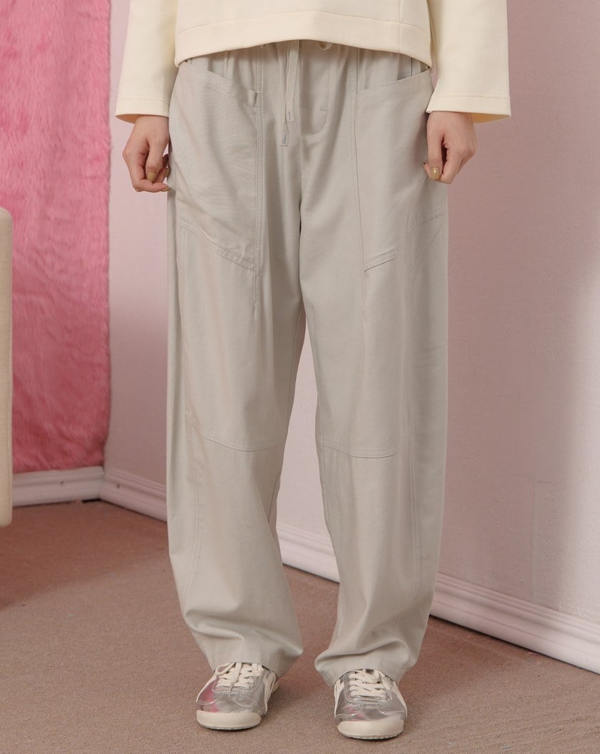 超柔棉大口袋鬆緊男友褲(兩色)