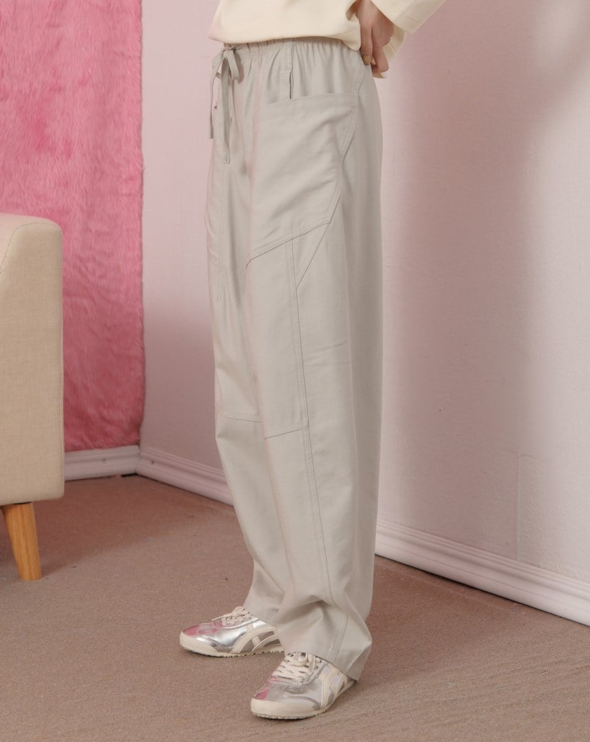 超柔棉大口袋鬆緊男友褲(兩色)