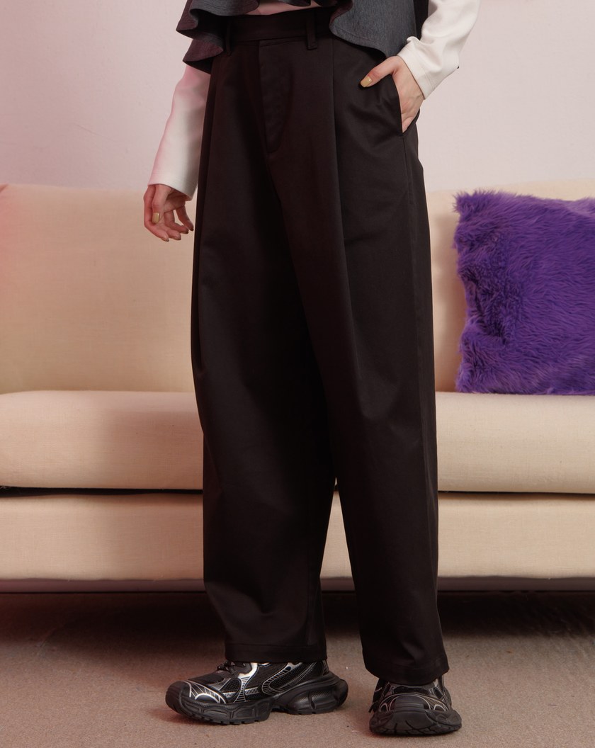 天絲腰頭調節繭型長褲(兩色)