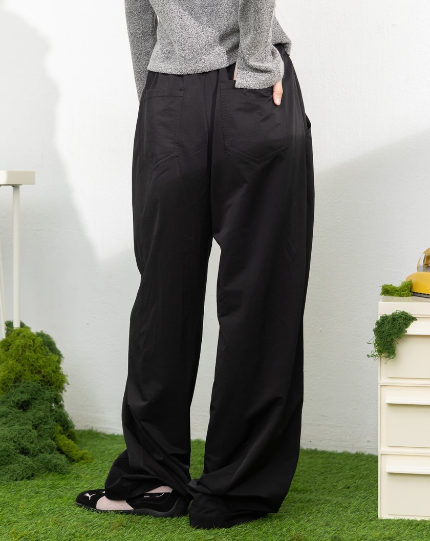 涼感天絲立體縮口繭型寬褲(兩色)