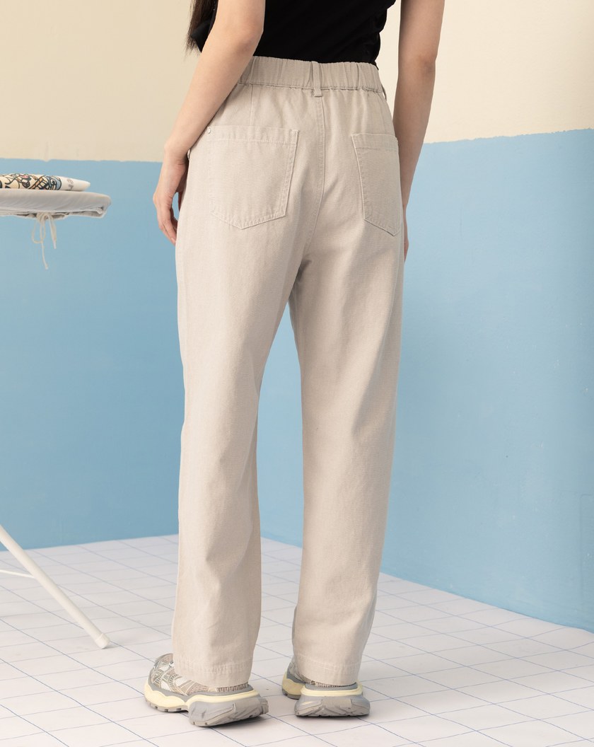 復古水洗後鬆緊男友褲(兩色)