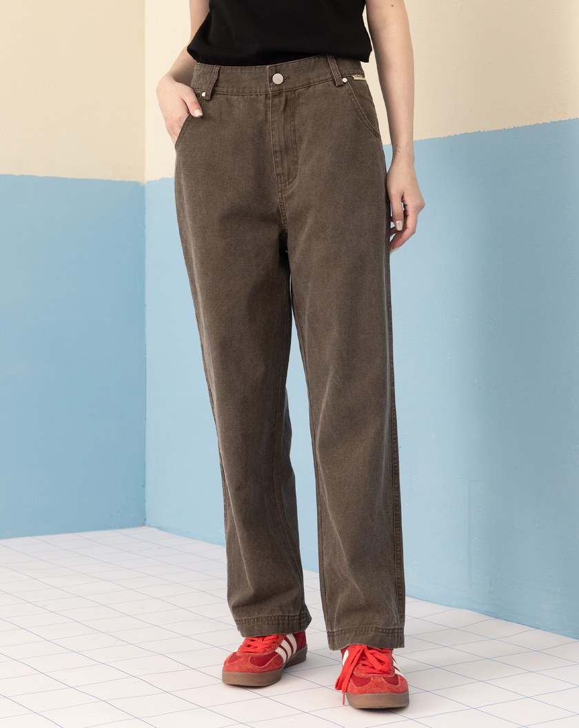 復古水洗後鬆緊男友褲(兩色)