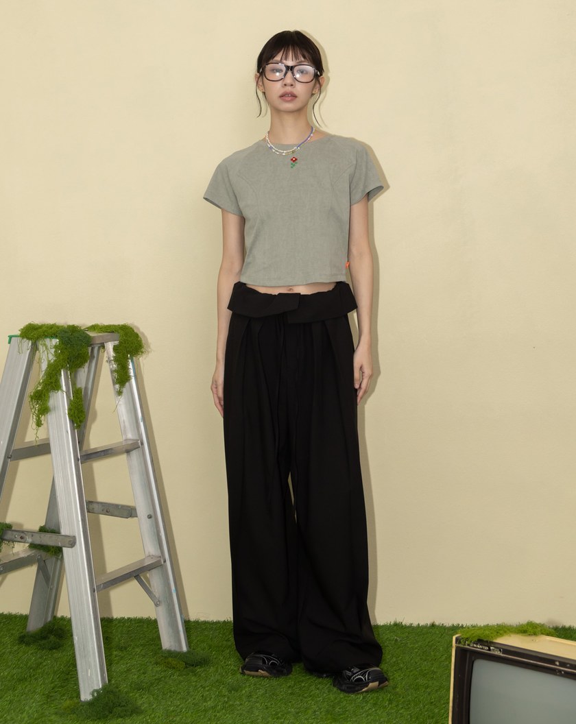 A|2WAY反褶腰頭抗皺打褶寬褲(兩色)