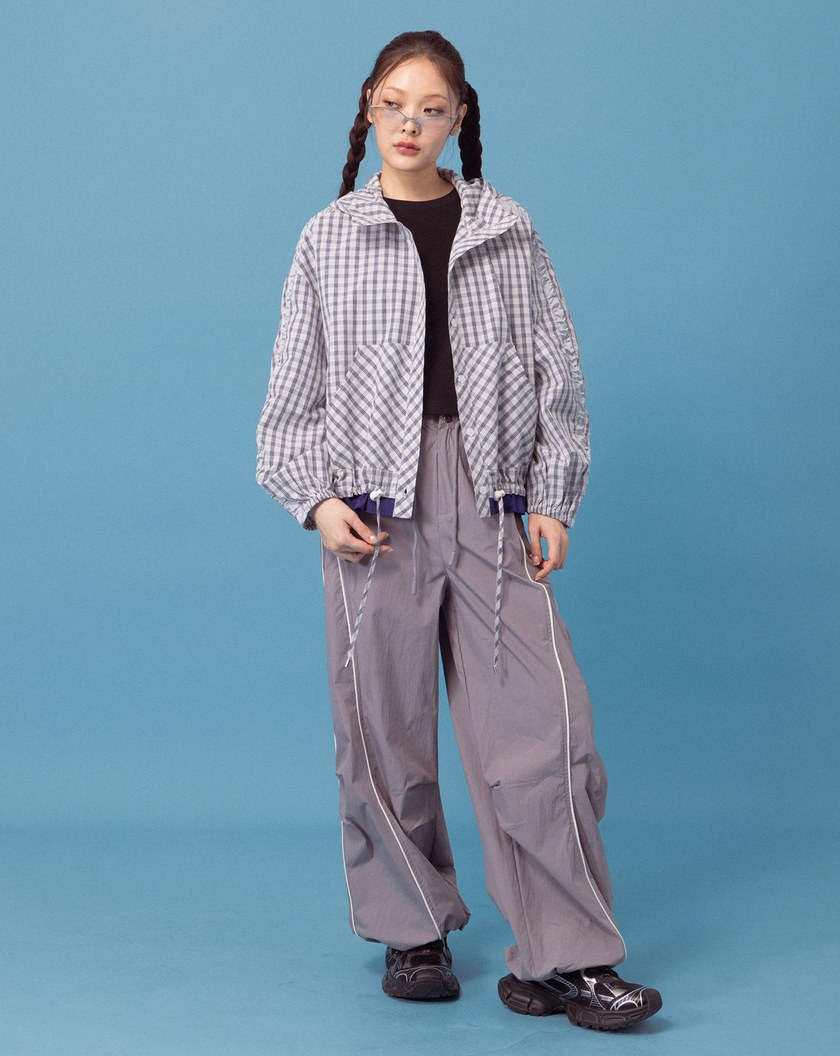 A｜立體打褶反光線條運動長褲(兩色)