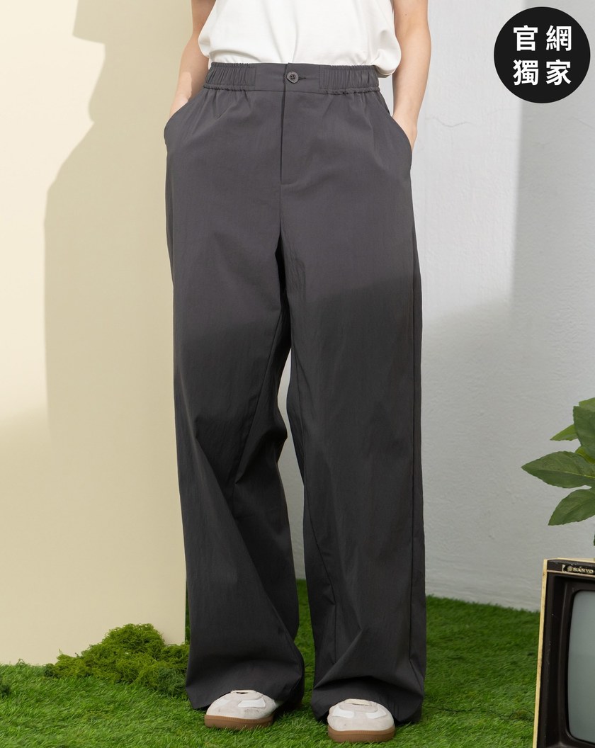 ➤微皺彈性鬆緊直筒寬褲(兩色)