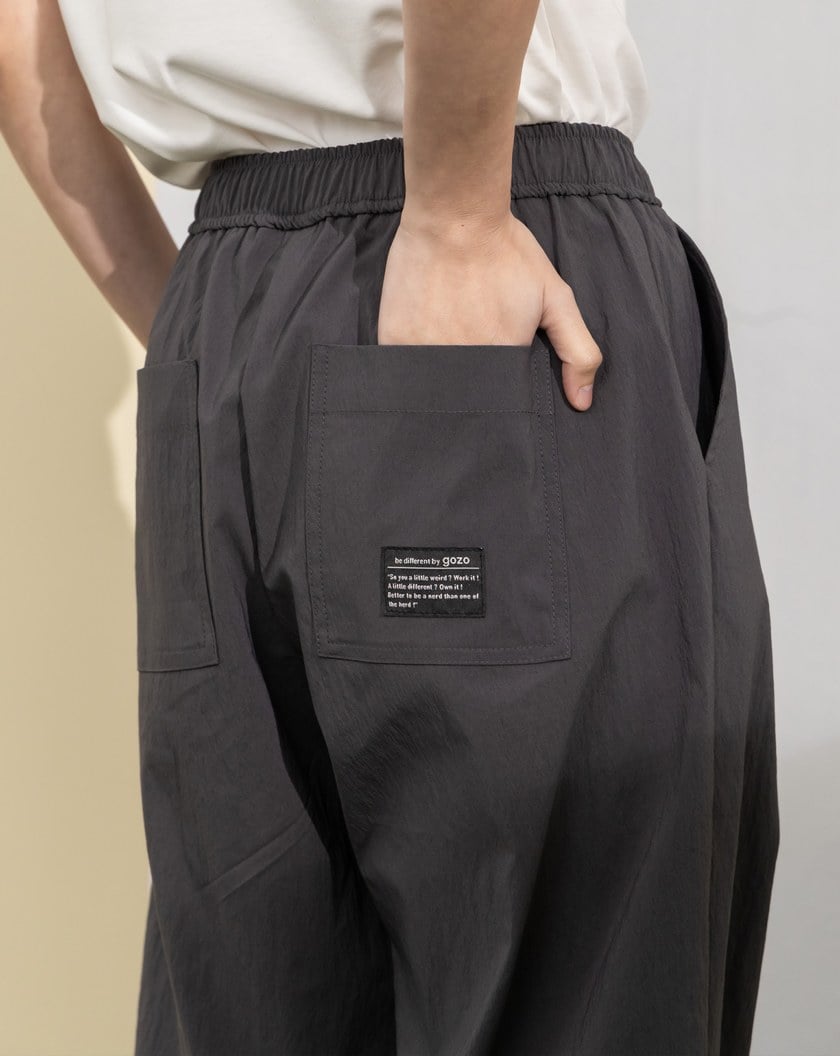 ➤微皺彈性鬆緊直筒寬褲(兩色)