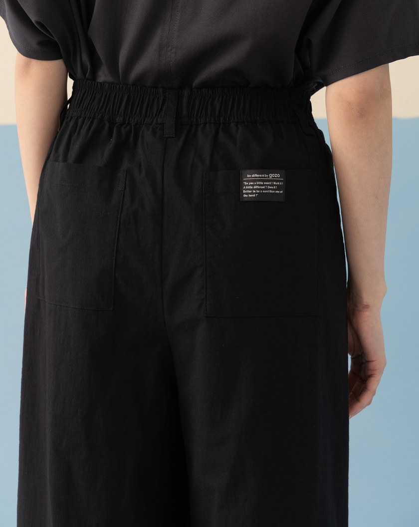 ➤抽繩褲腳打褶八分寬褲(三色)