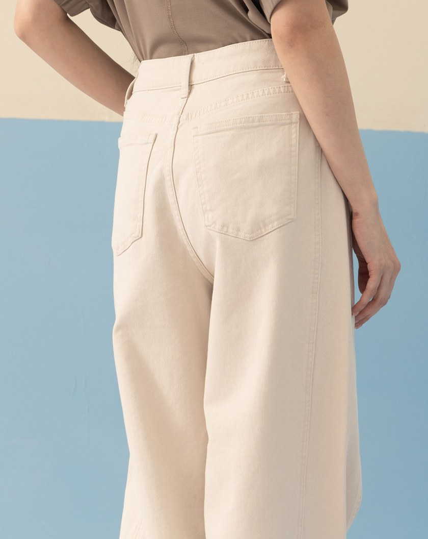 ➤好比例斜車線水洗直筒寬褲(兩色)