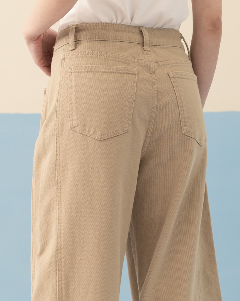 ➤好比例斜車線水洗直筒寬褲(兩色)