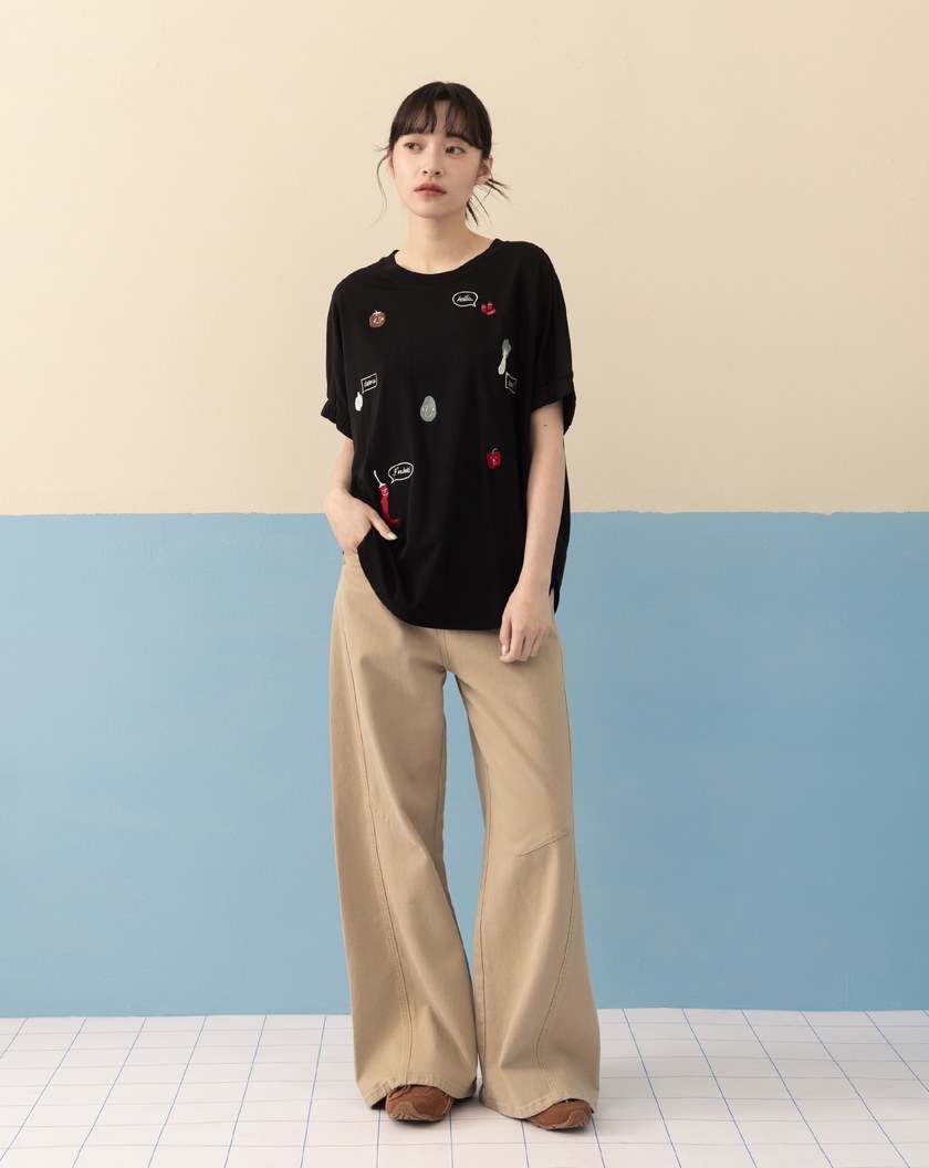 ➤好比例斜車線水洗直筒寬褲(兩色)