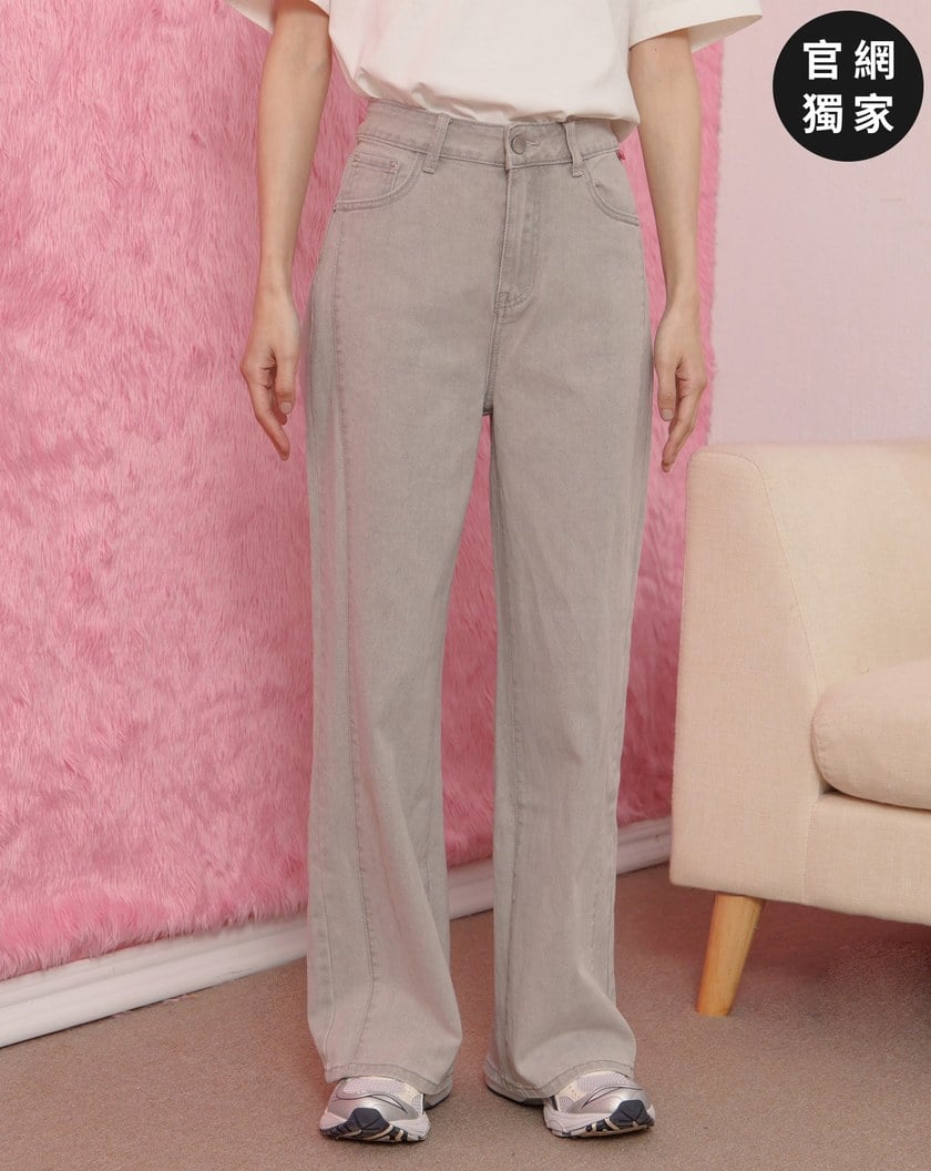 ➤好比例車線水洗彈性直筒牛仔褲