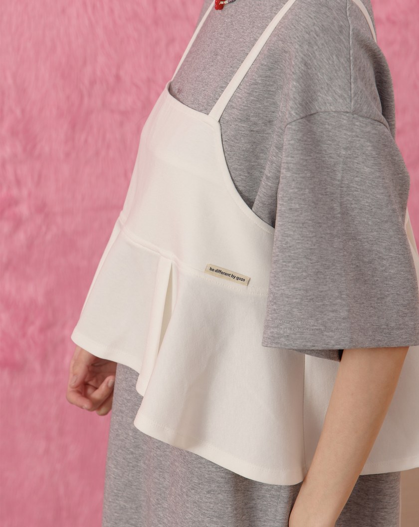 荷葉綁帶背心兩件式洋裝(兩色)