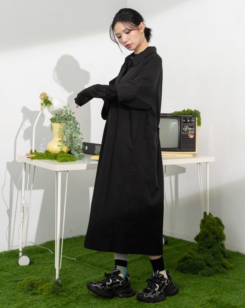 抗皺後腰抽繩造型洋裝(兩色)