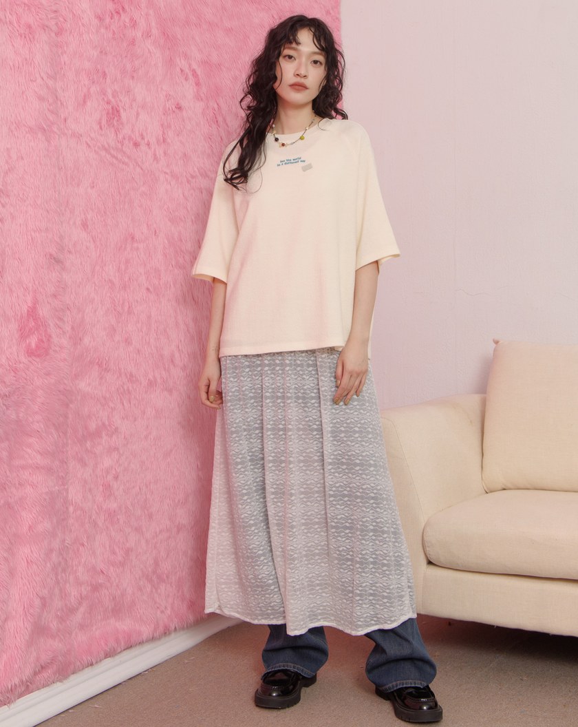 Different World拉克蘭袖仿羊毛T恤(兩色)