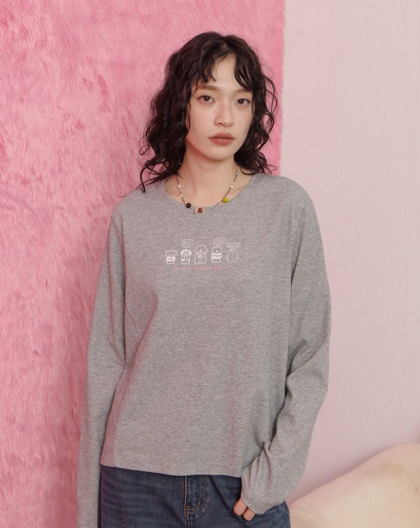 毛毛小夥伴的OS合肩長袖T恤(兩色)