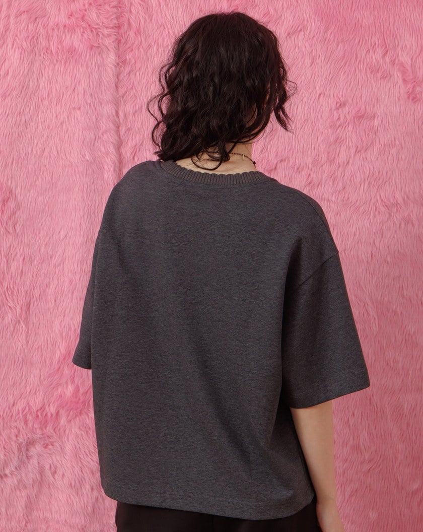 悠閒散步花邊領繡花T恤(兩色)