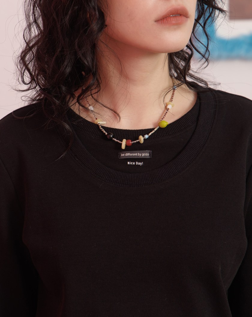 Nice Day!假兩件領合肩長袖T恤(兩色)