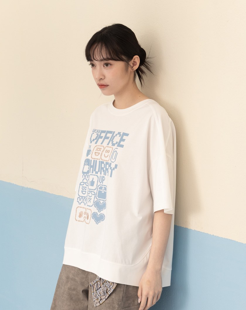 表情符號拼接羅紋涼感T恤(兩色)