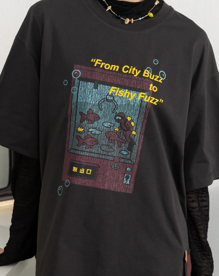 金魚slow motion反褶造型涼感T恤(兩色)