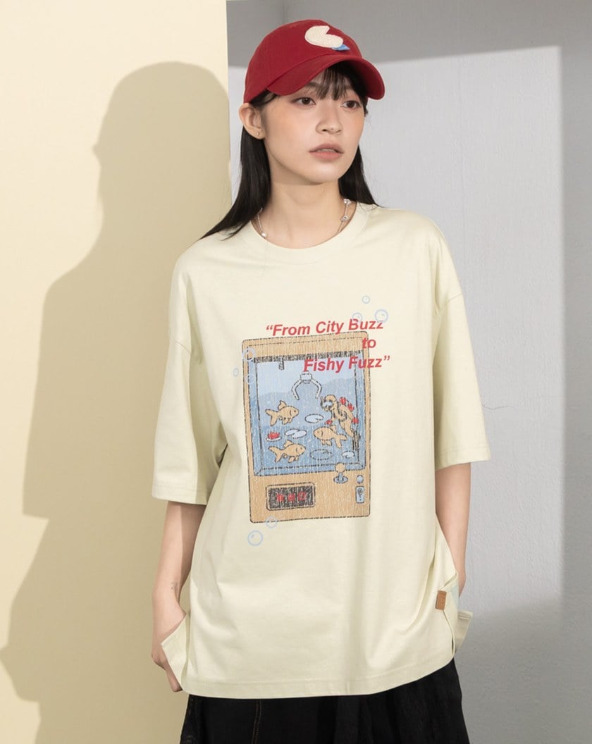 金魚slow motion反褶造型涼感T恤(兩色)