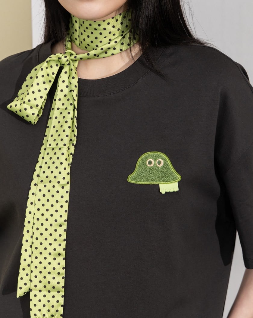 草皮Ada毛巾繡落肩涼感T恤(兩色)