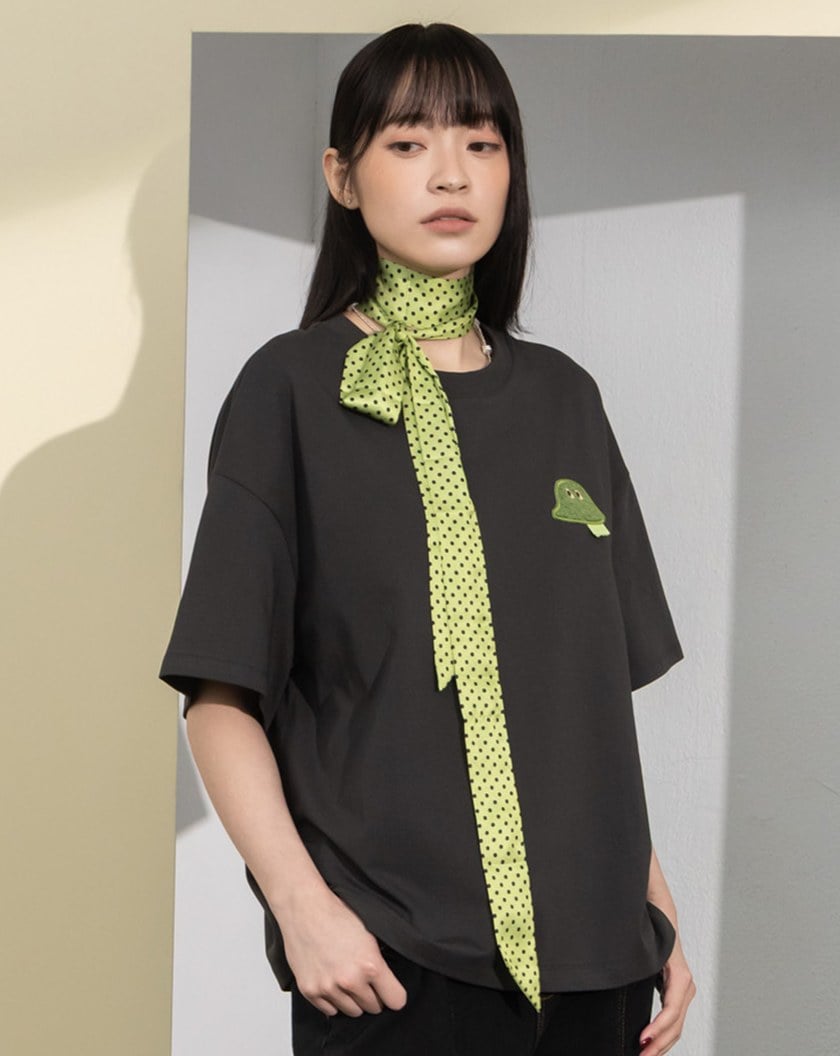 草皮Ada毛巾繡落肩涼感T恤(兩色)