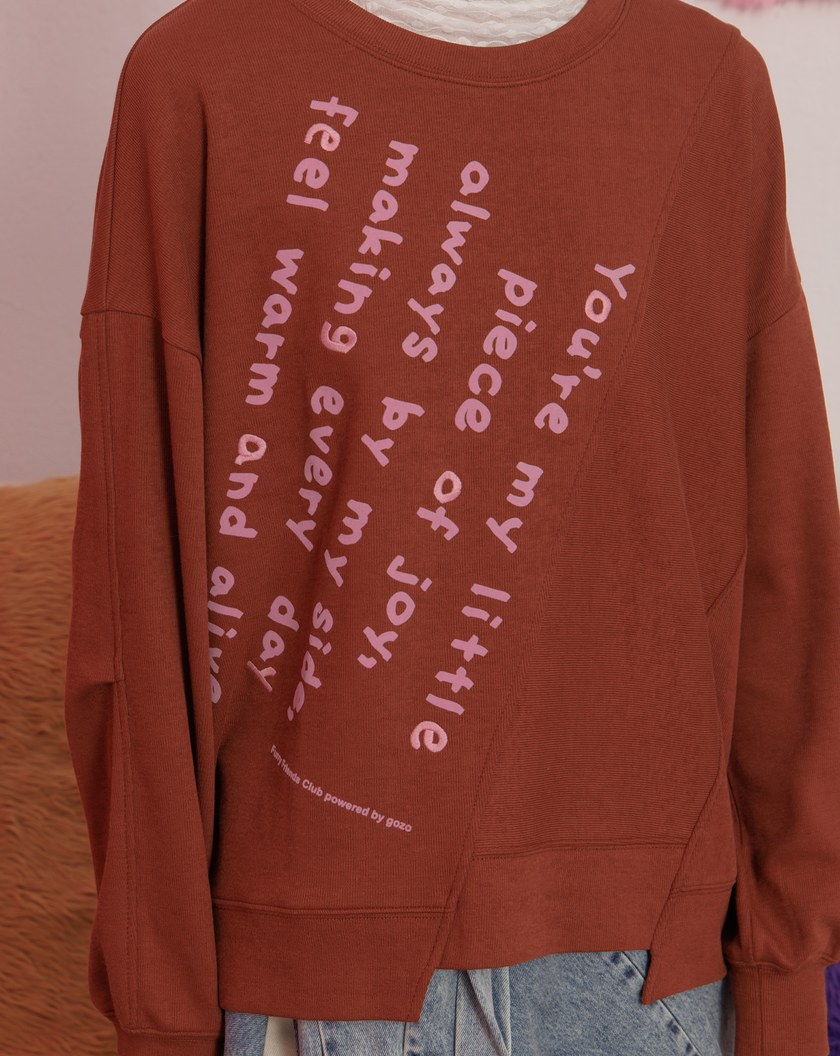 手寫便條紙拼接造型大學T(兩色)