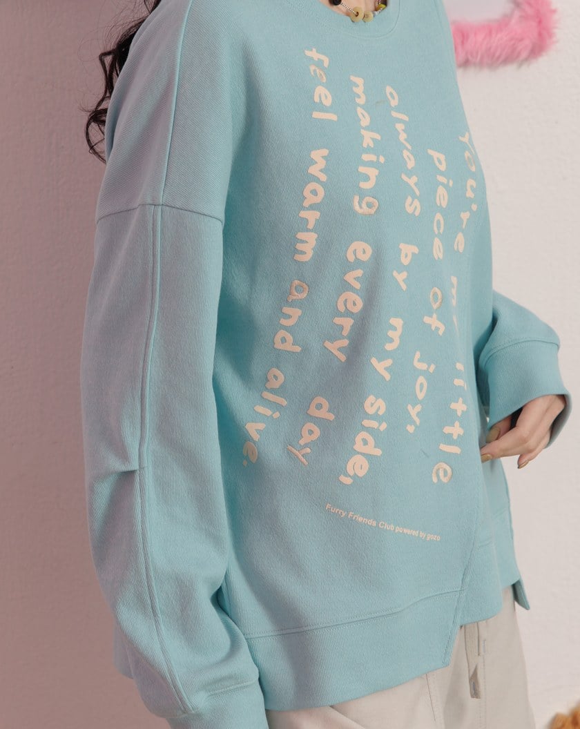 手寫便條紙拼接造型大學T(兩色)